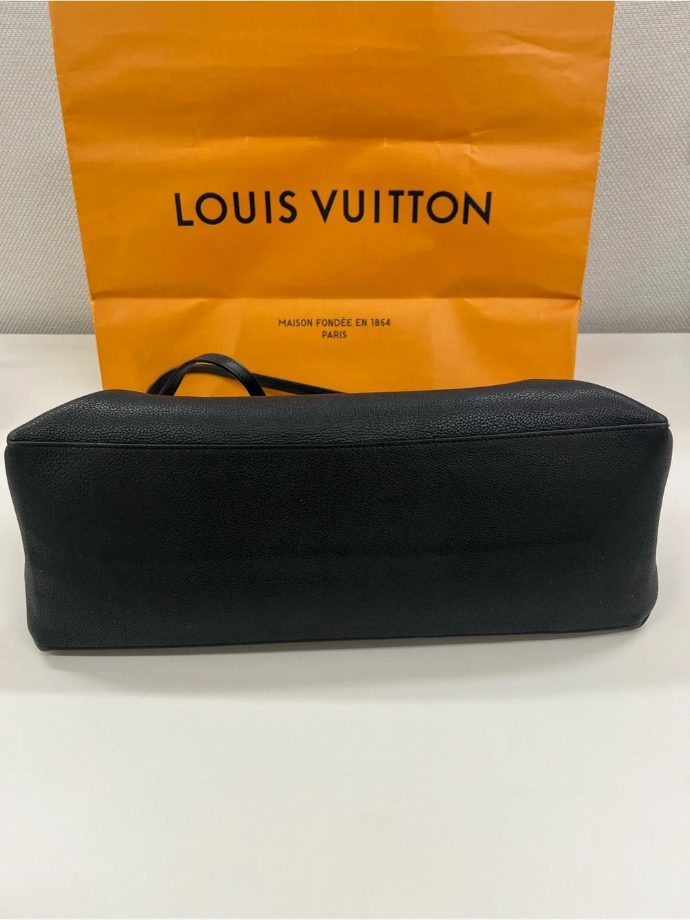 Louis Vuitton Black Leather LV Logo Lock me Shopper Tote Bag